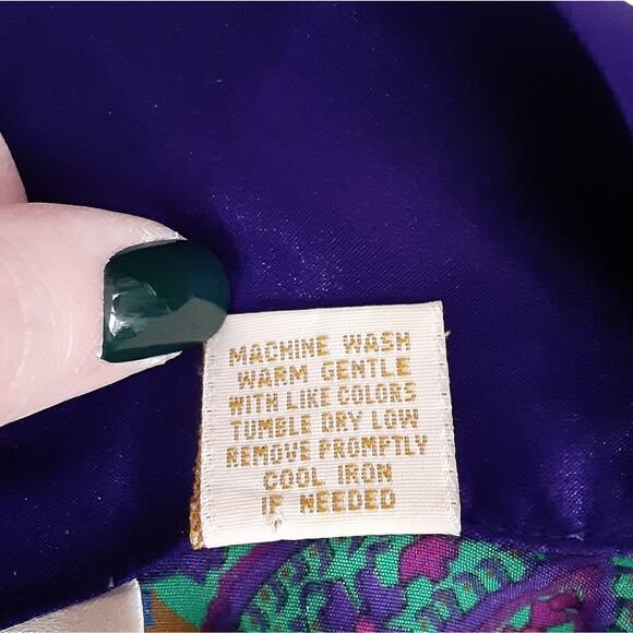 Victorias Secret Gold Label Satin Dressing Robe Purple Paisley Bathrobe Cover Up - Picture 7 of 10